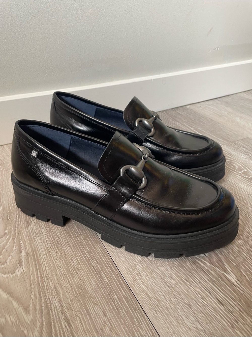 Dorking by Fluchos Leather Lug Sole Horsebit Platform Penny Loafers 90s 40 / 10
